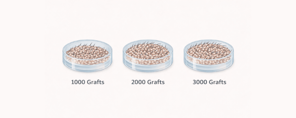 how many grafts do you need for a fue hair transplant?